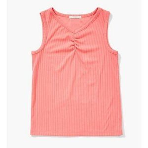 Forever 21 Girls Ruched Ribbed Knit Coral Tank Top